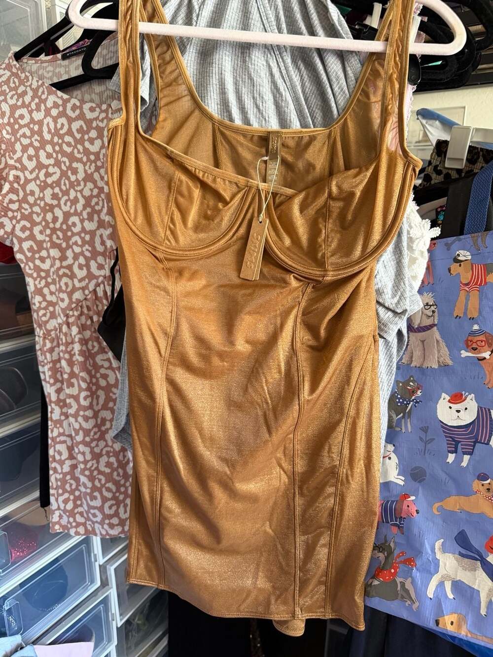 SKIMS Metallic Corset Mini Dress